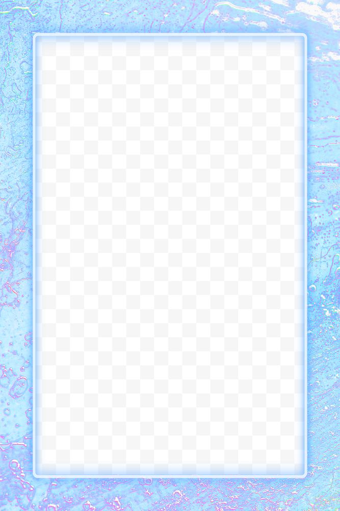 Glowing neon frame png blue holographic effect