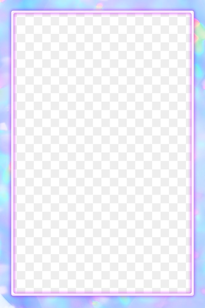 Pink neon frame png glittery holographic effect