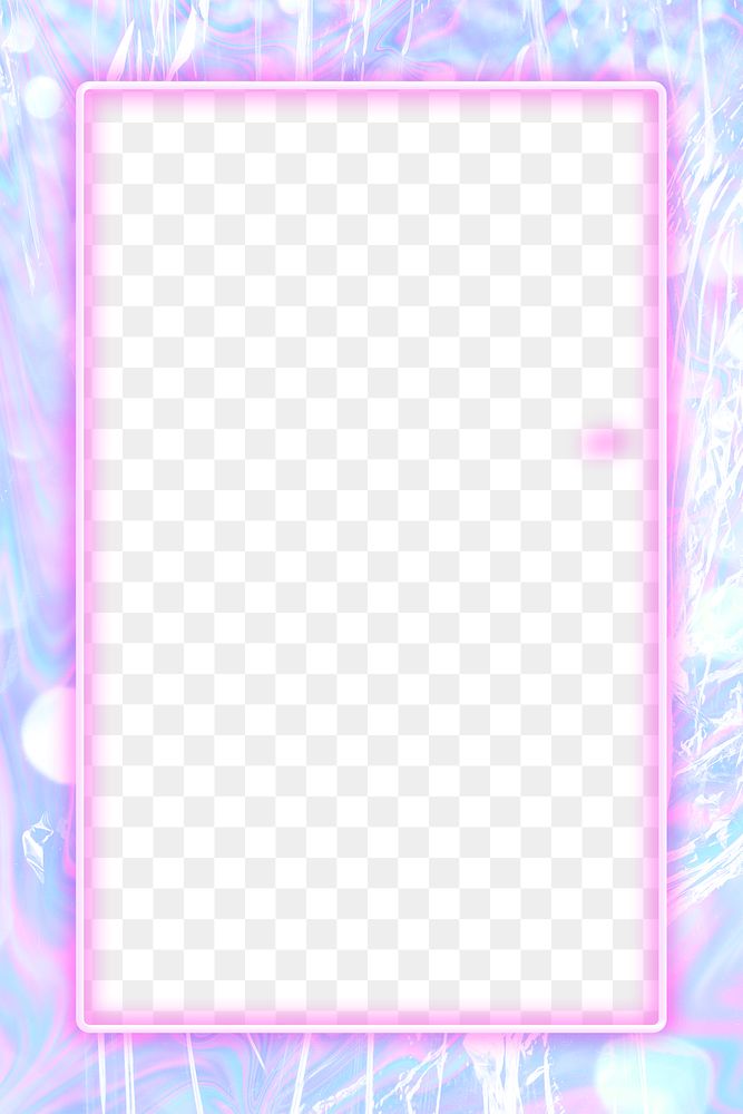 Neon frame png plastic wrap texture holographic