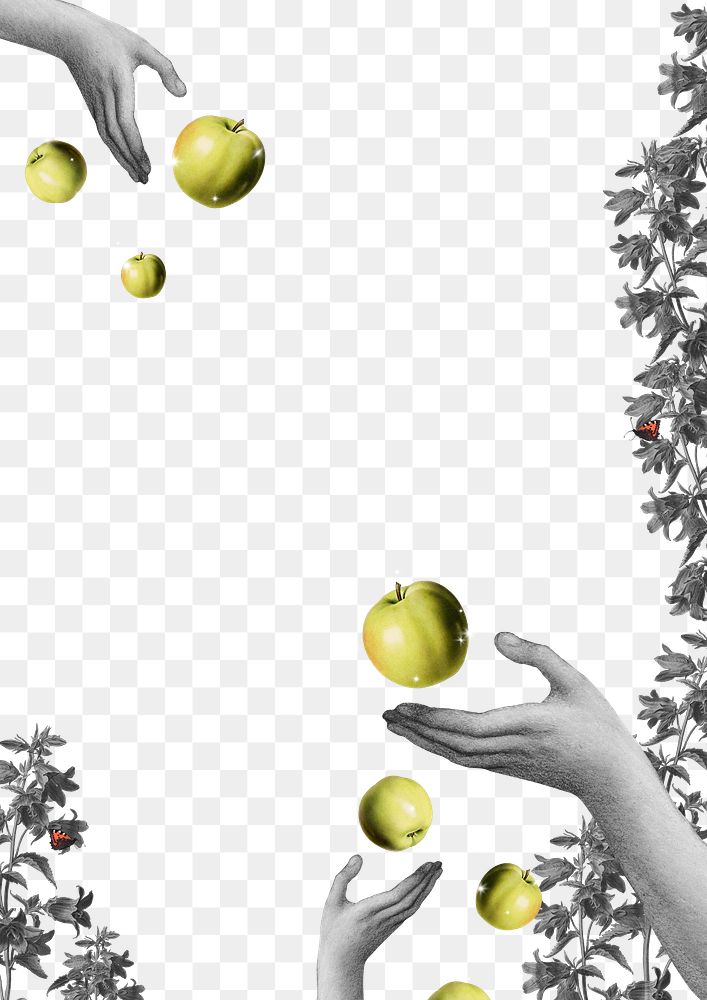 Hands throwing apples png frame 