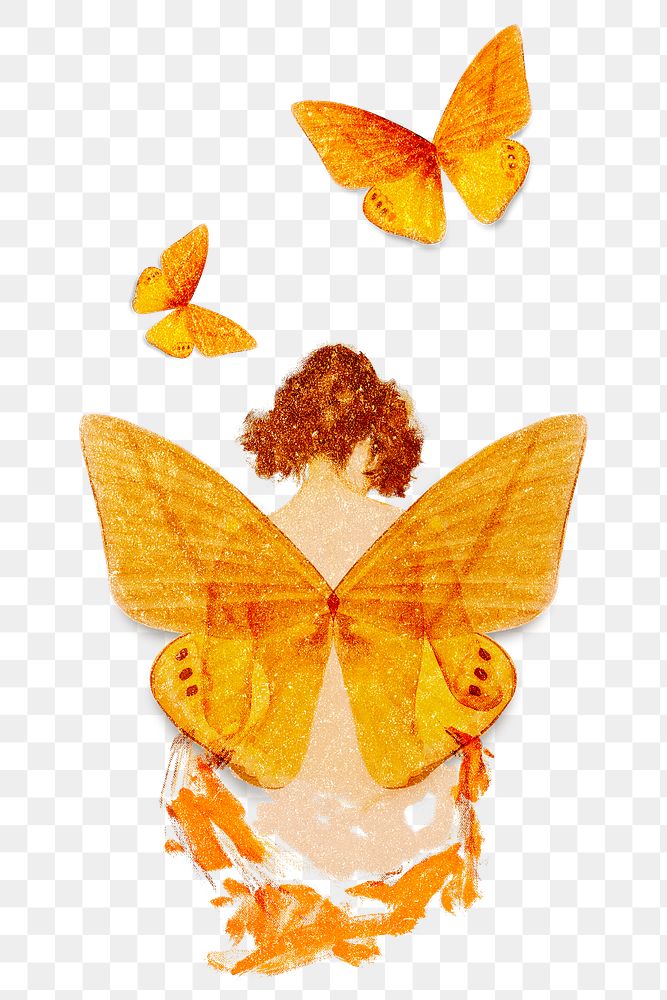 Nude woman png with butterfly wings 