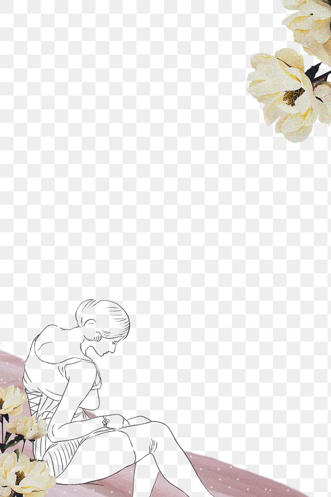Woman with white flower png background