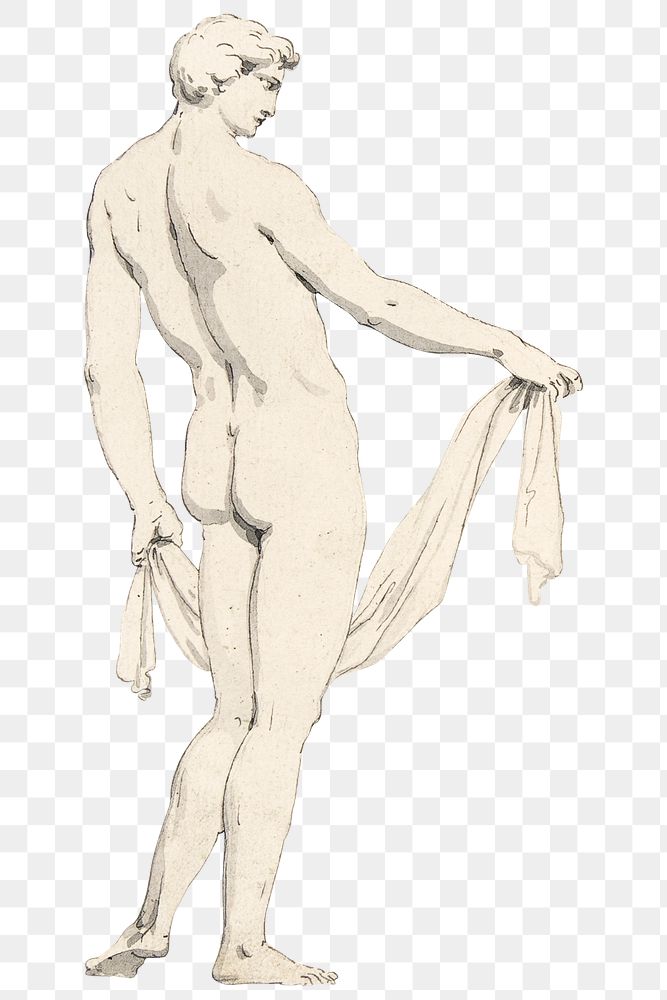 Back view naked man png