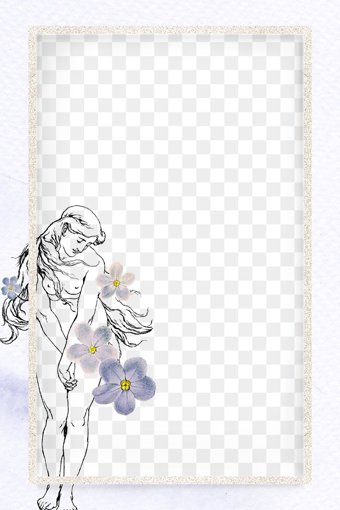 Sketch naked woman frame png