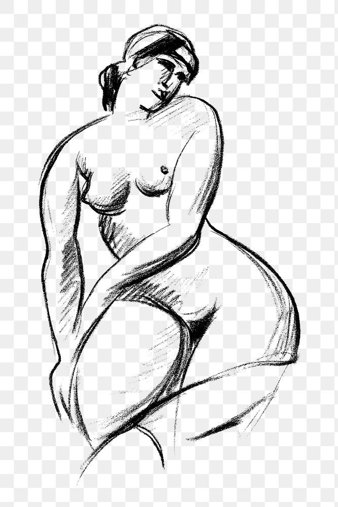 Nude female body sketch png 