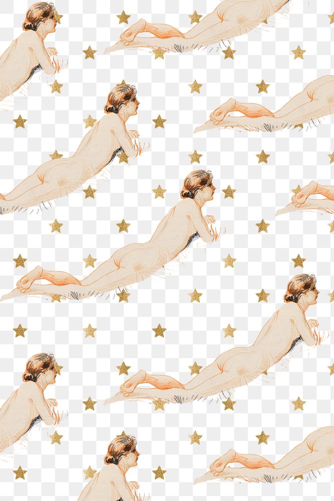 Png lady nude art seamless pattern background