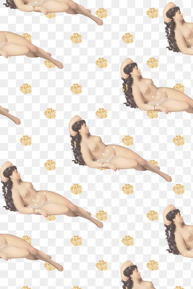 Female nude art seamless pattern png background