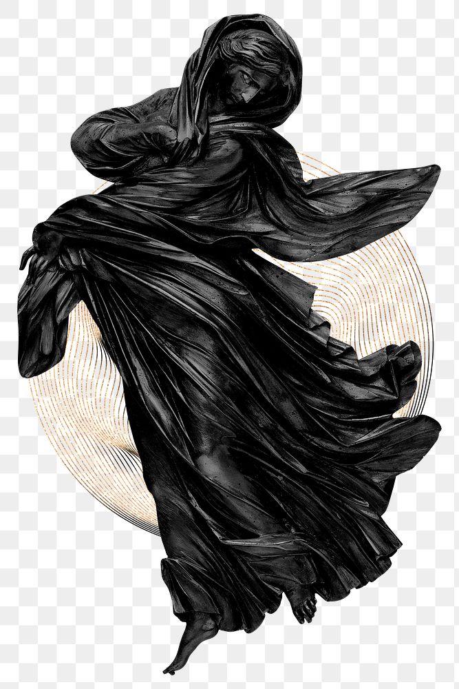 Antique woman png black sculpture