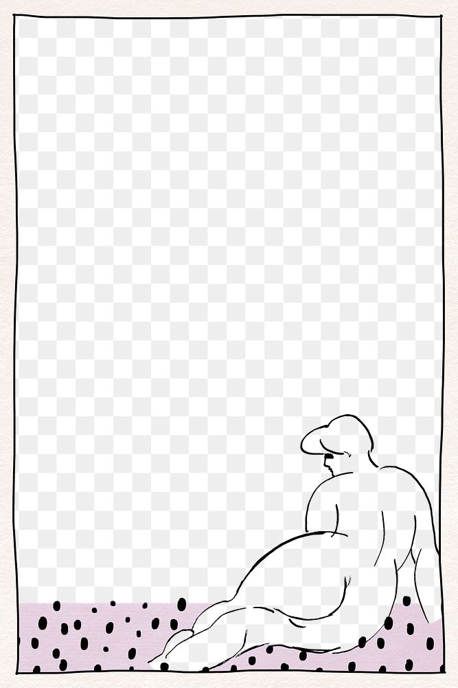 Lying naked woman png outline frame