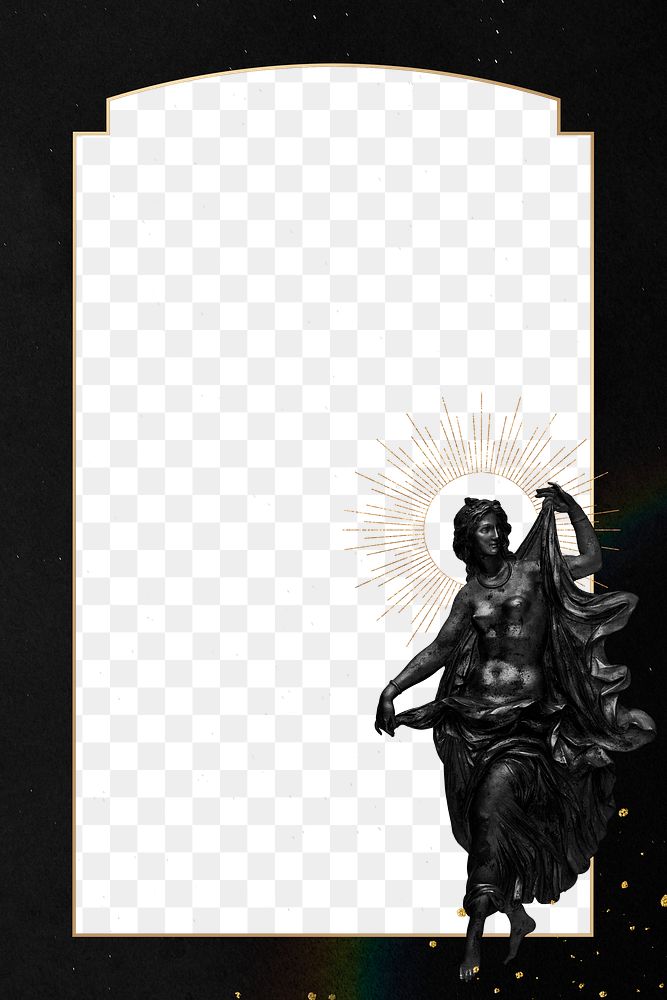 Png dancing black naked woman statue frame