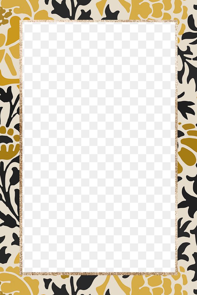 PNG flower ornament gold frame pattern inspired by William Morris