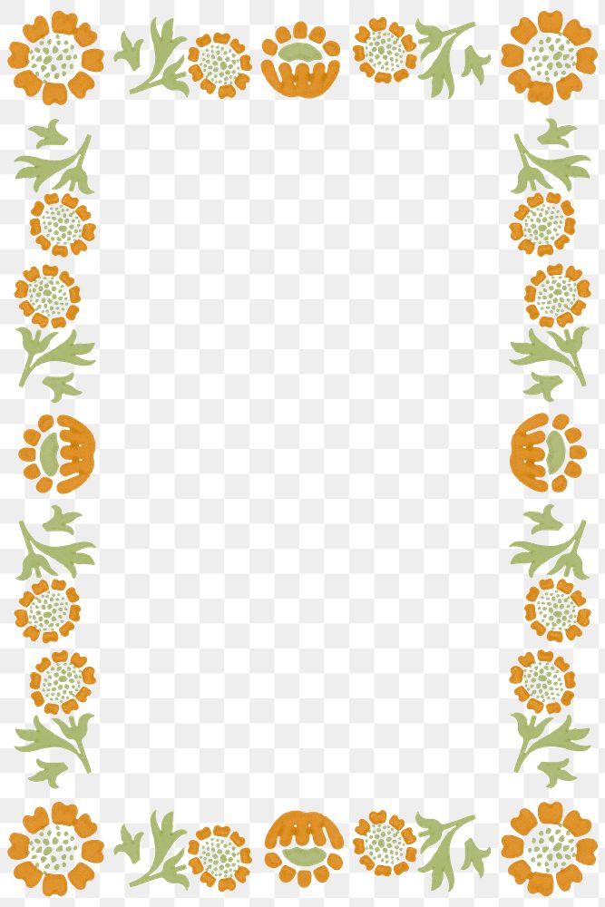 Decorative vintage floral png frame border pattern