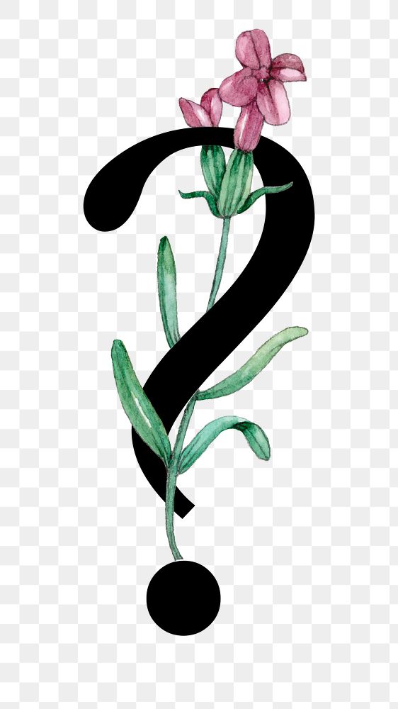 Png question mark symbol floral typography