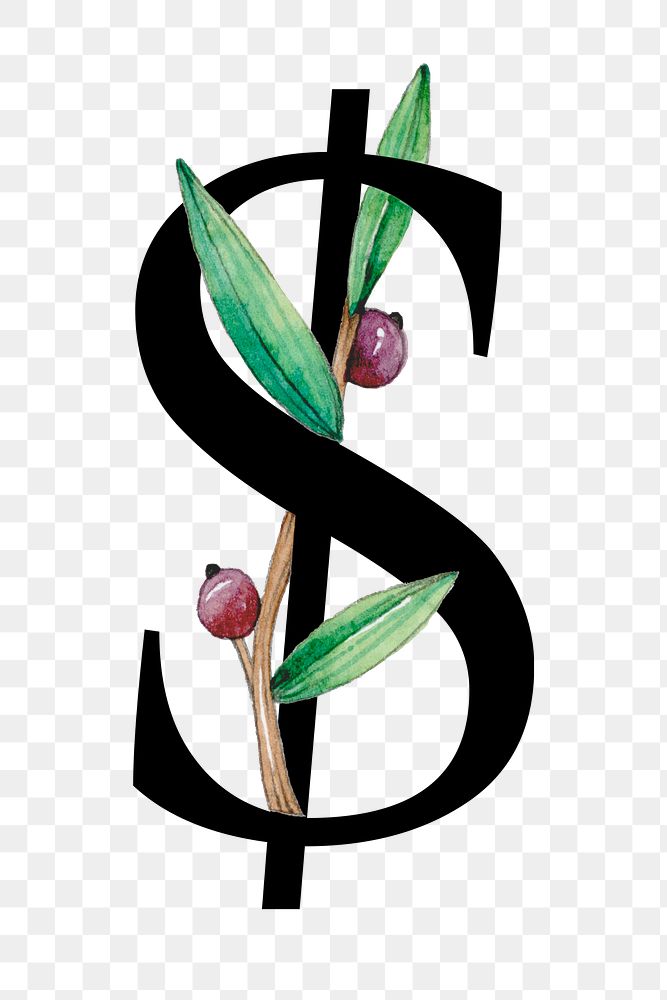 Png dollar symbol decorated vintage typography