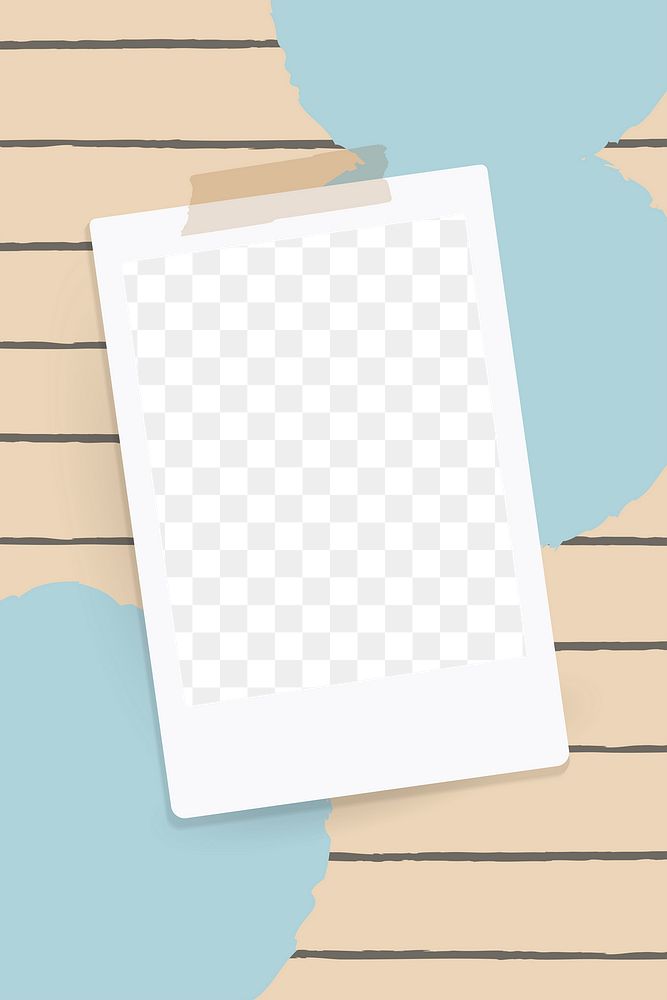 Png instant photo frame on striped background