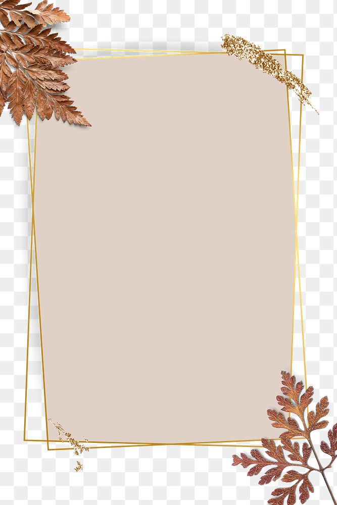 Png gold frame bronze fern leaf