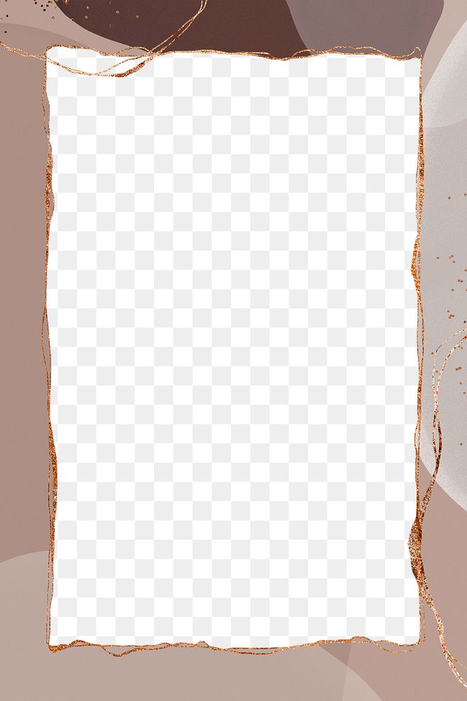 Abstract brown gold frame png transparent background