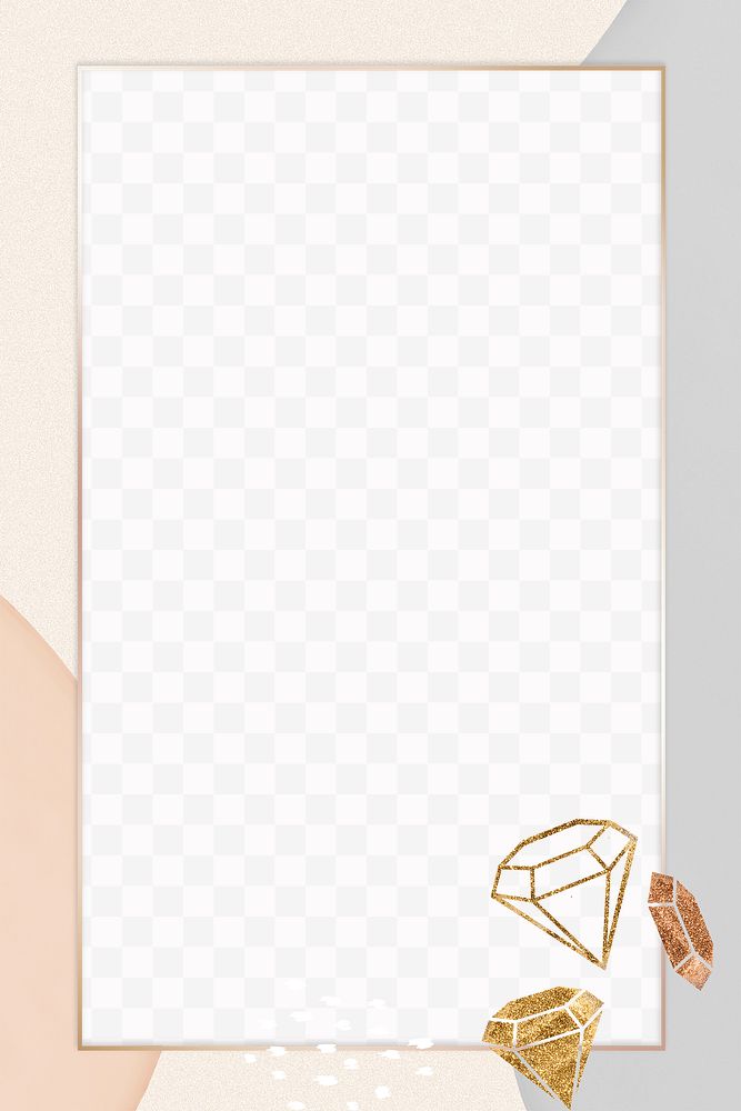 Gold diamond frame png abstract background