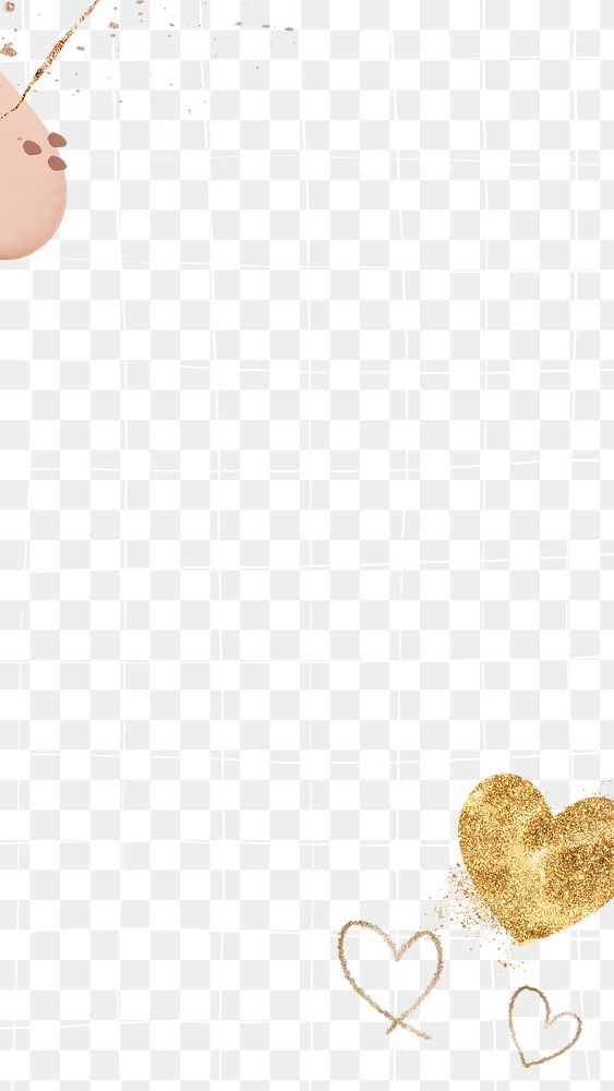 Gold heart shimmering png grid background