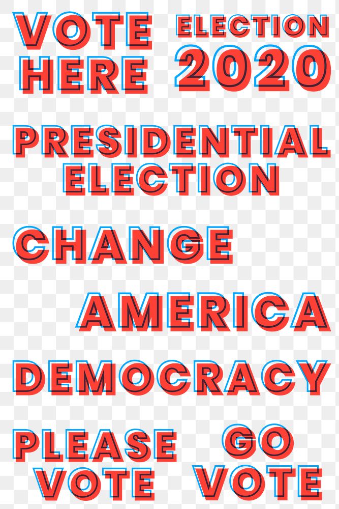 US election 2020 multiply typeface png word set