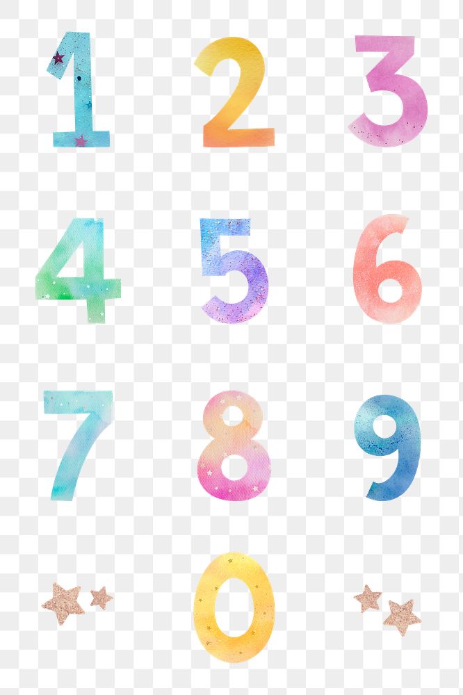 Png pastel number font set