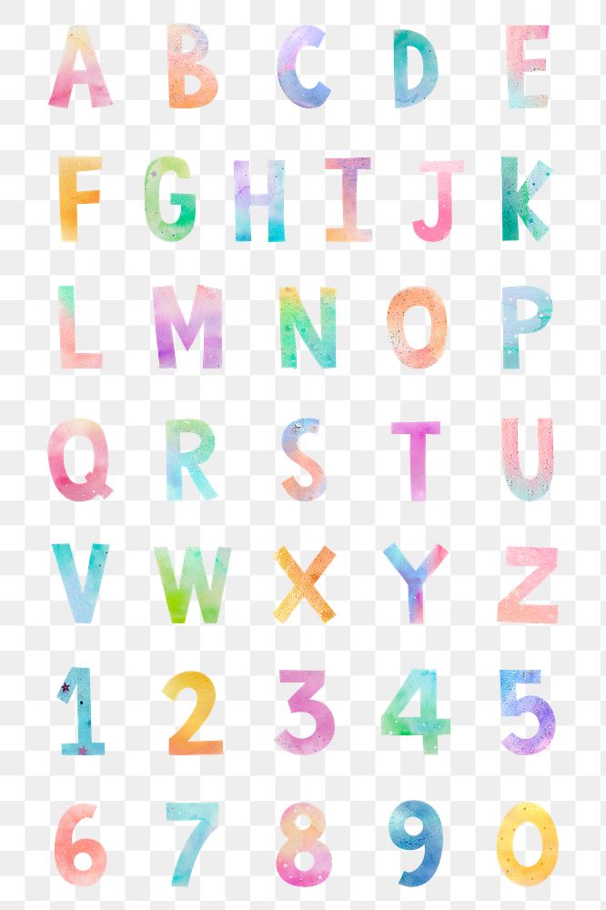 Png pastel set abc and number