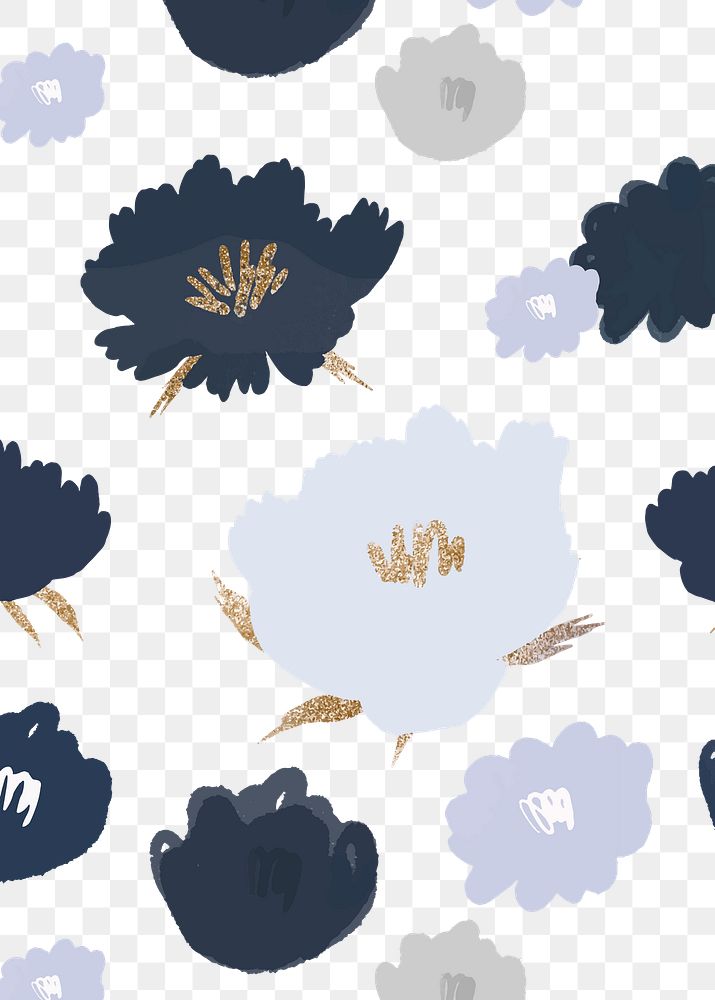 Floral pattern background png hand drawn