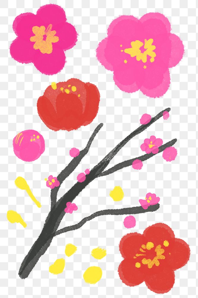Cherry blossom illustration flower png elements