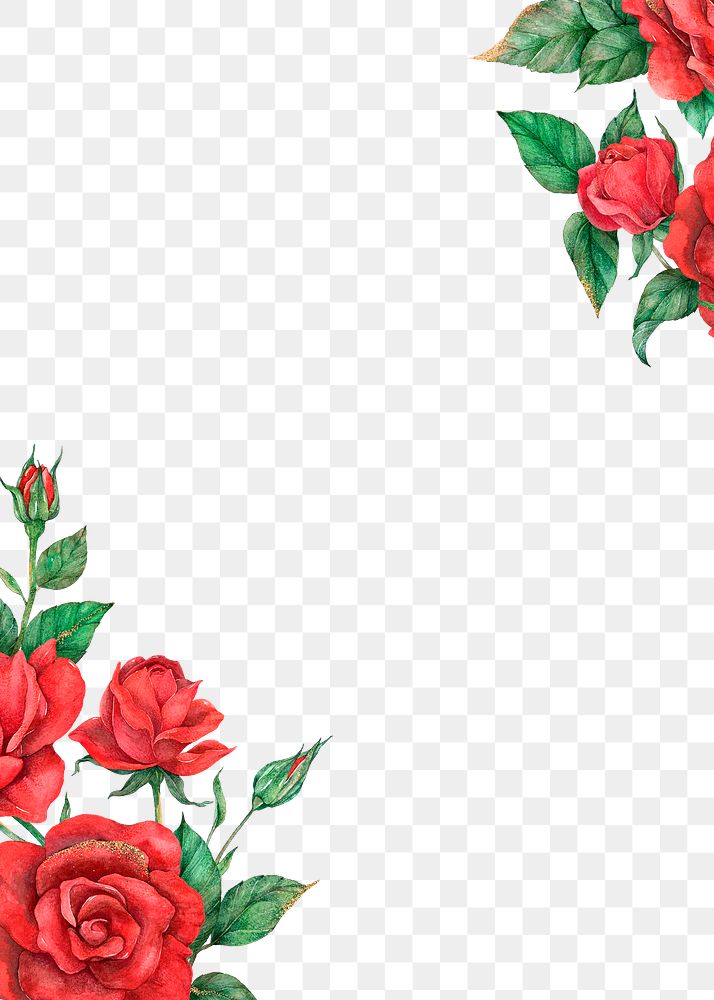 Red rose border frame png transparent background