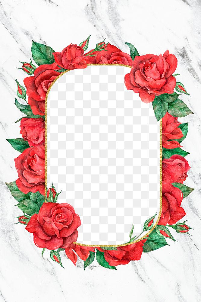 Red rose frame png transparent background