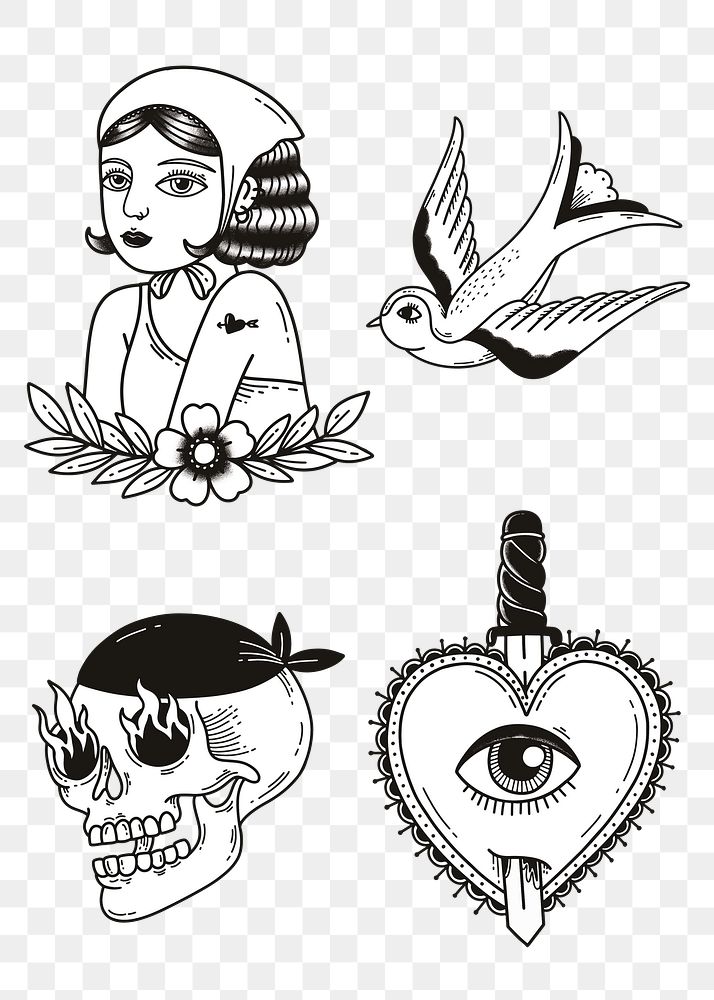 Classic  tattoo design png collection