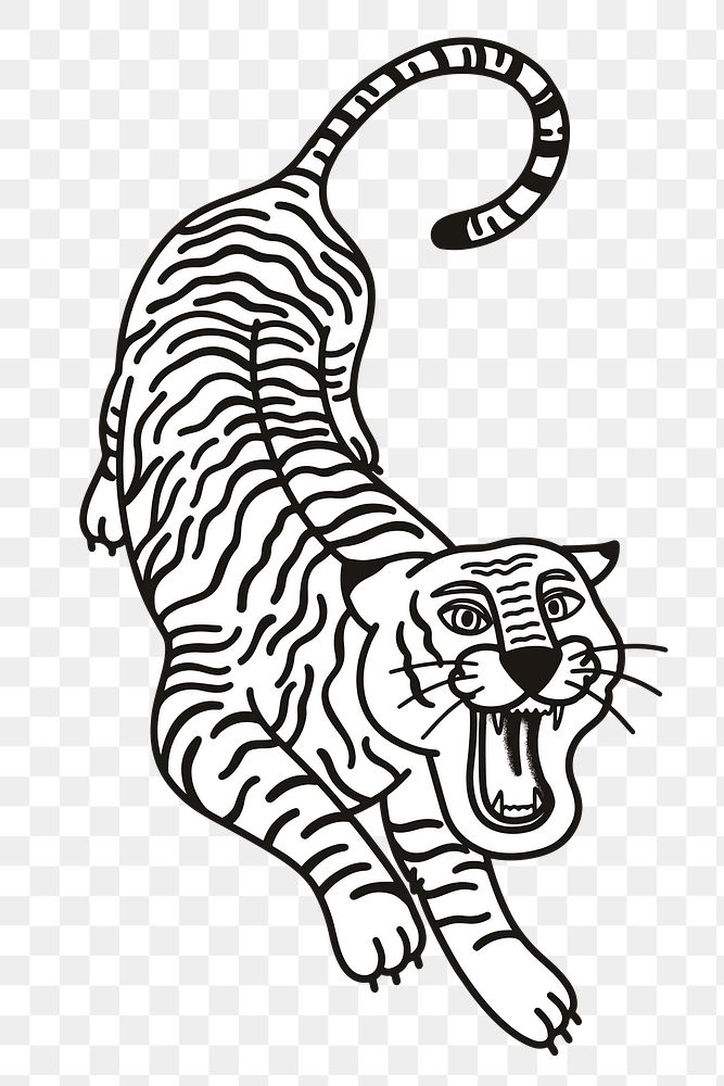Black & white tiger tattoo design png