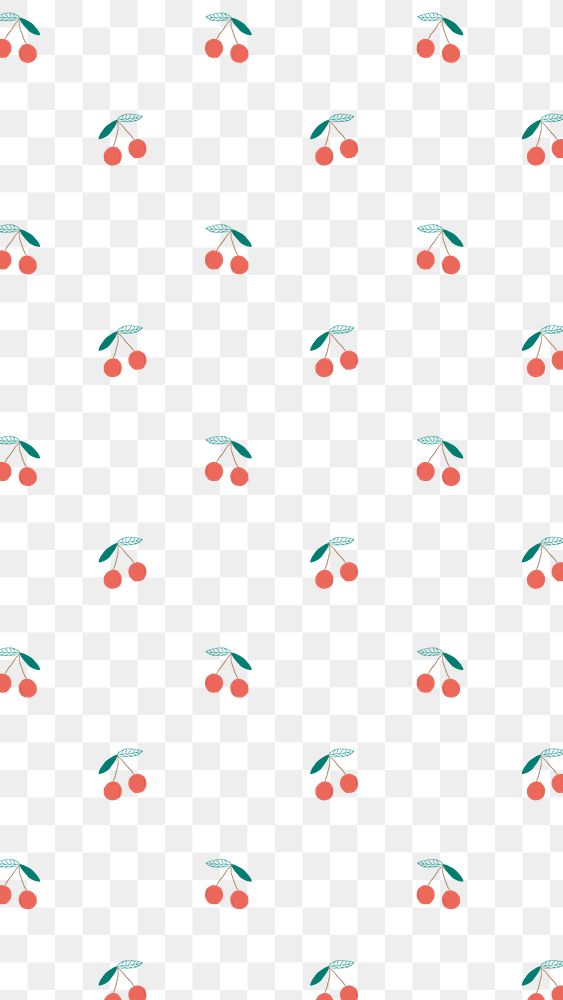 Png hand drawn cherry pattern transparent background