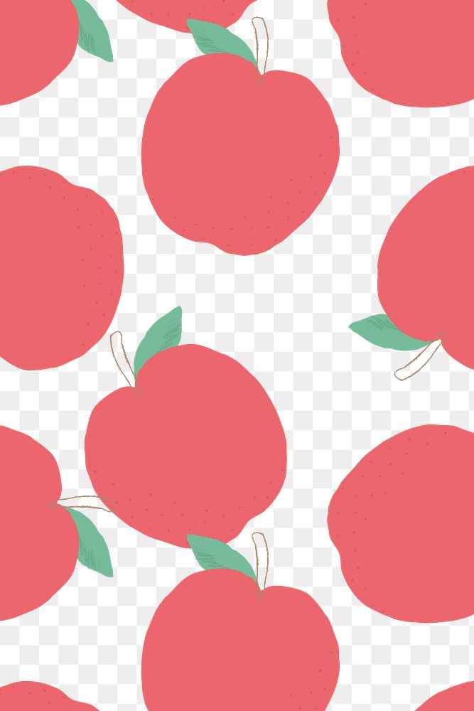 Png hand drawn apple pattern transparent background