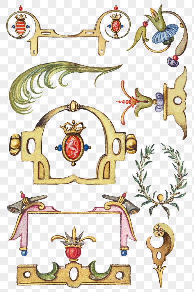 Victorian frame border png ornaments, remix from The Model Book of Calligraphy Joris Hoefnagel and Georg Bocskay