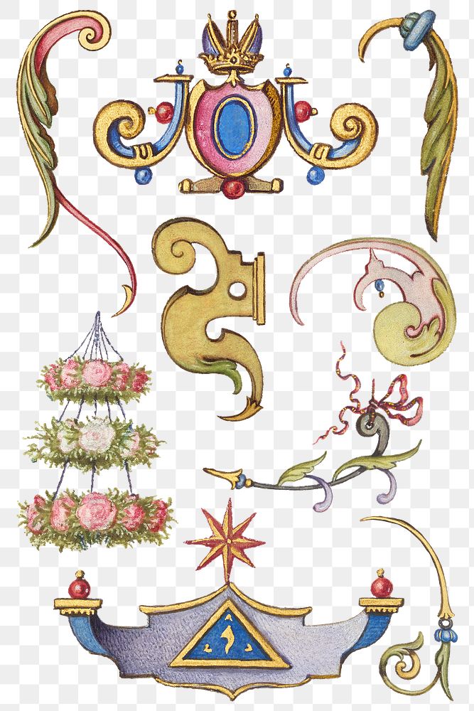 Victorian frame border png ornaments, remix from The Model Book of Calligraphy Joris Hoefnagel and Georg Bocskay