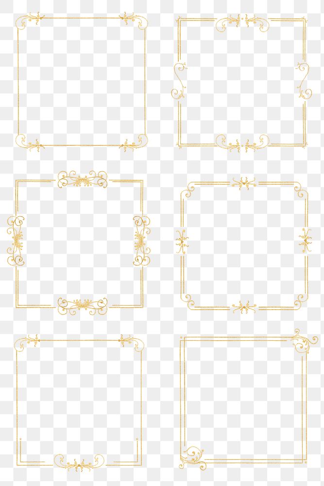 Gold filigree frame set png, | Free PNG - rawpixel