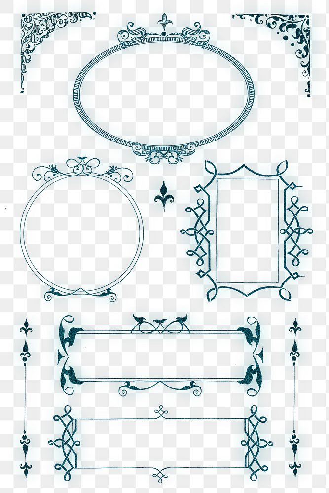 Png vintage Victorian frame and border ornament collection, remix from The Model Book of Calligraphy Joris Hoefnagel and…