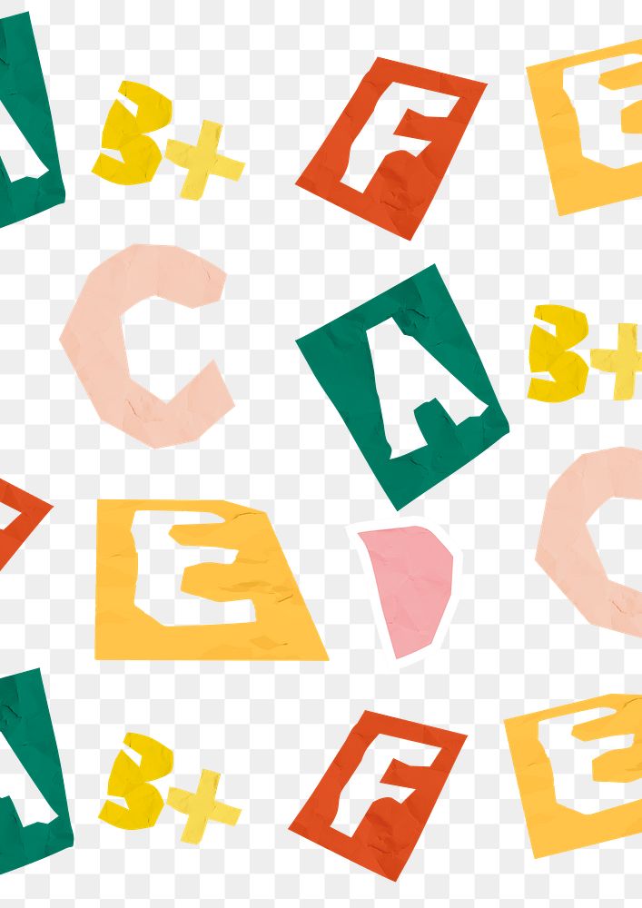 Colorful English alphabet png cute pattern social banner