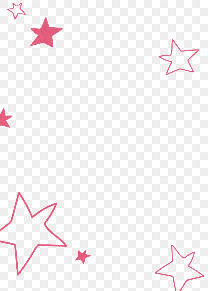 Hot pink hand drawn png stars for kids