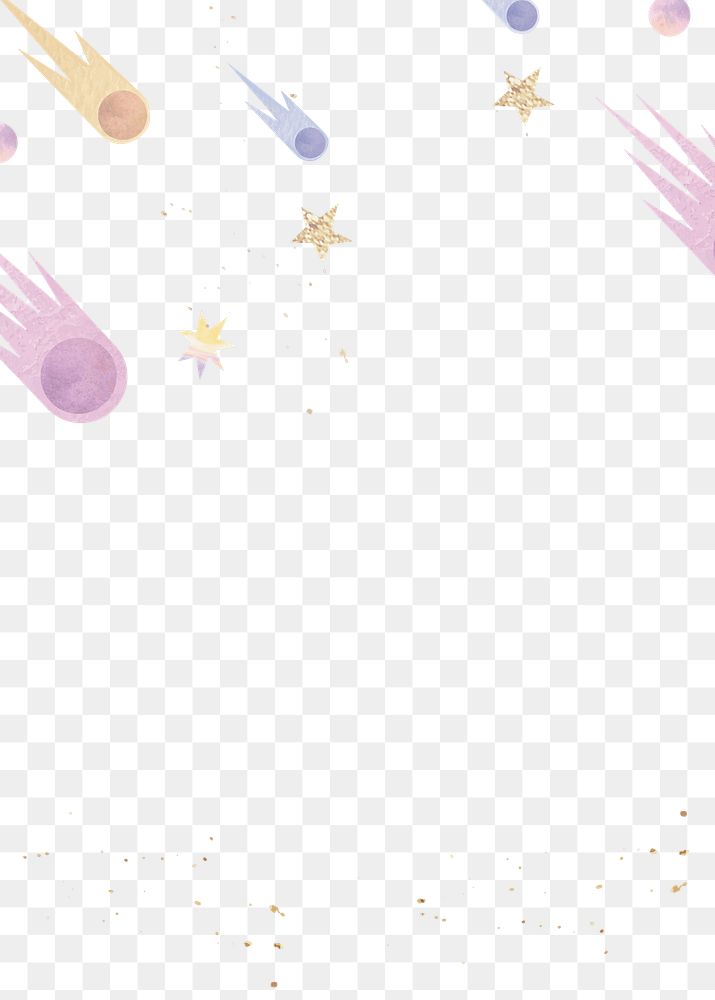 Png pastel glittery shooting stars pattern banner