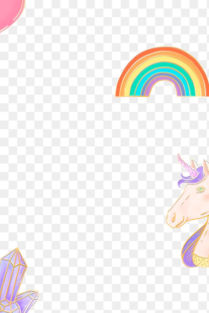 Dreamy pastel pony png rainbow frame for kids