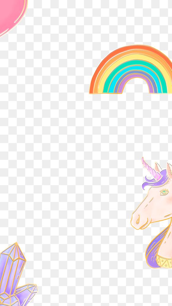 Unicorn pastel rainbow png frame for kids