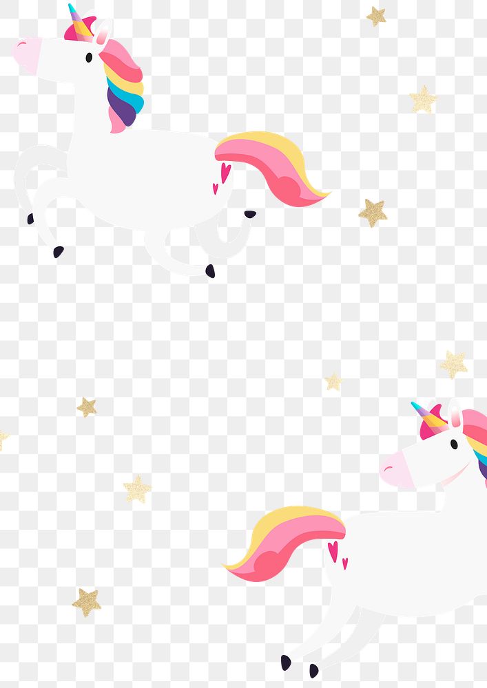 White unicorn colorful png cartoon for kids