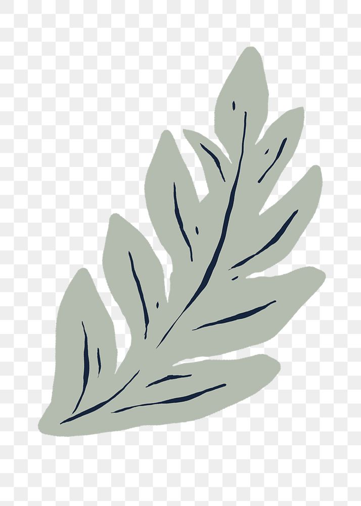 Vintage gray leaves png sticker plant stencil pattern