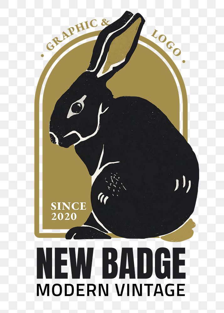 Modern png black rabbit logo transparent