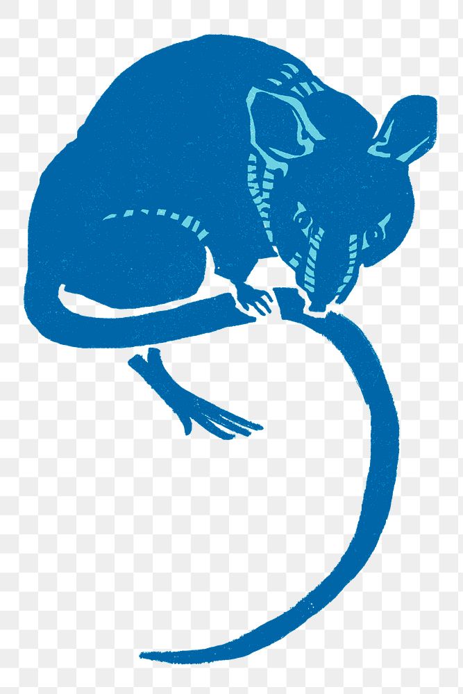 Blue rat png sticker vintage drawing clipart