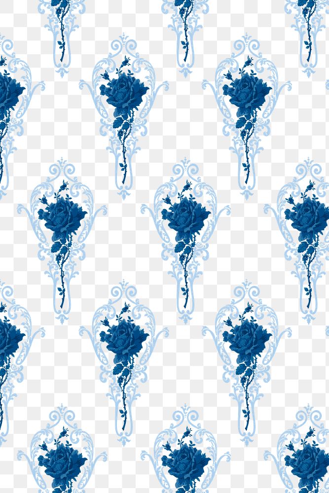 Png blue rose ornamental pattern transparent background