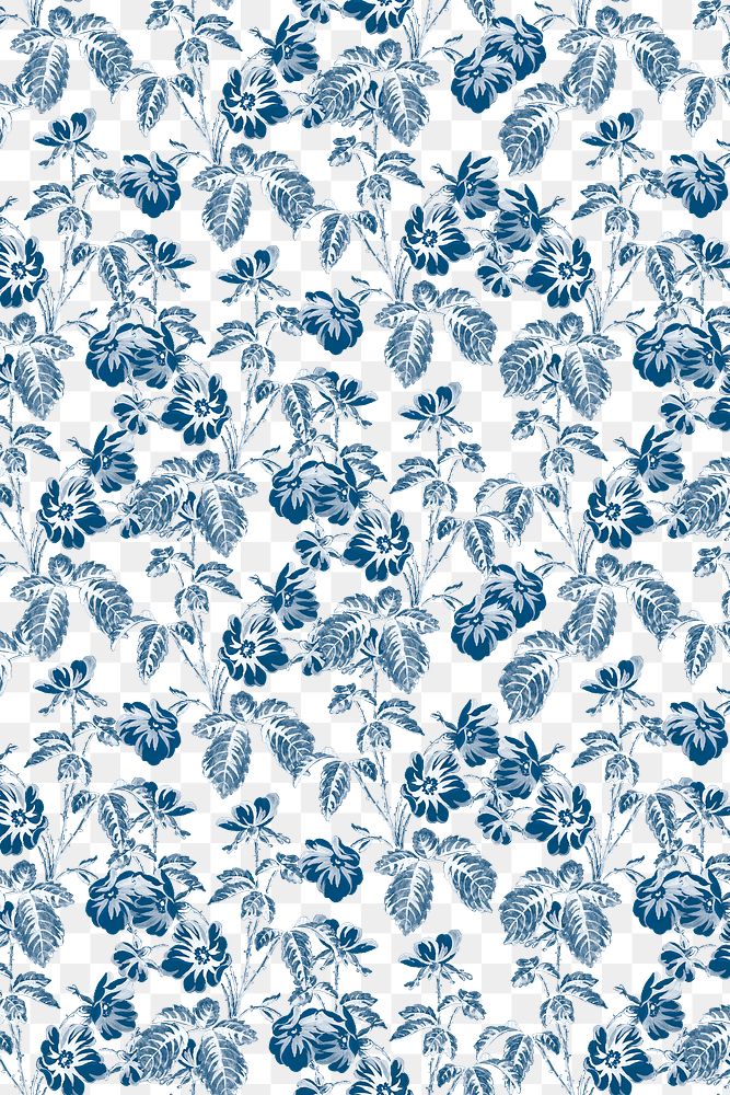 Png blue botanical pattern transparent background