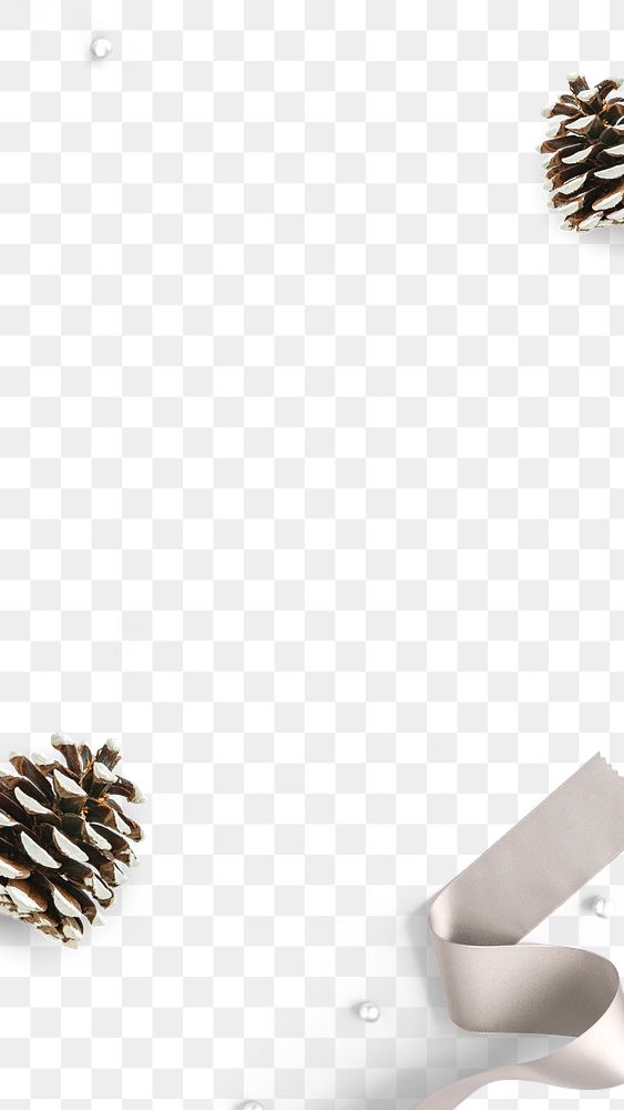 Frame png pine cone decorated Christmas background 